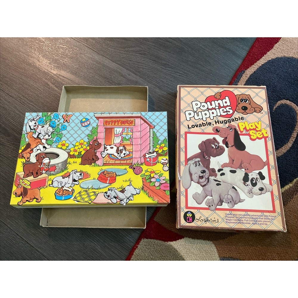 Pound Puppies vintage Colorforms play set 1985 With Original Box